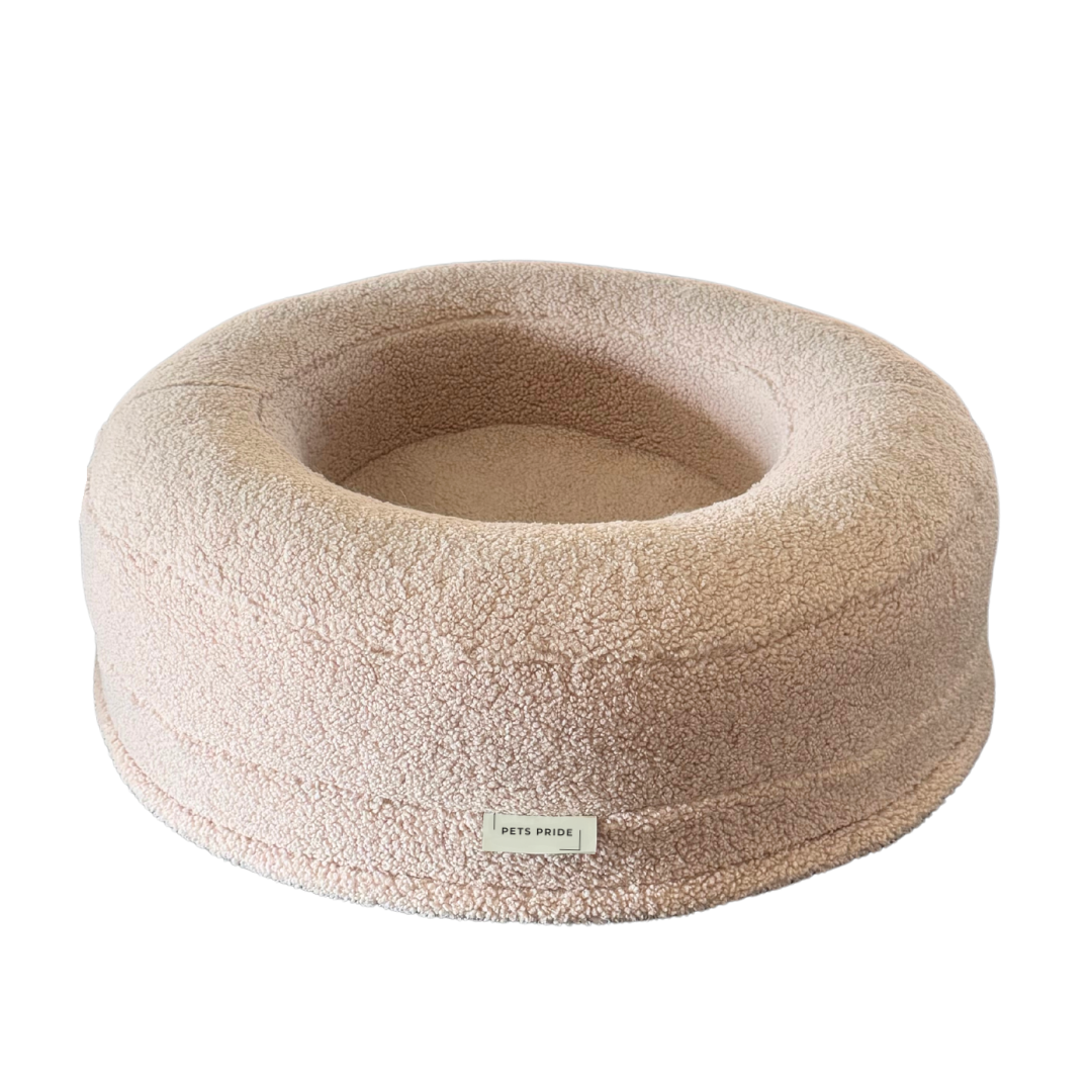 Bouclé Teddy Cat Bed - Latte