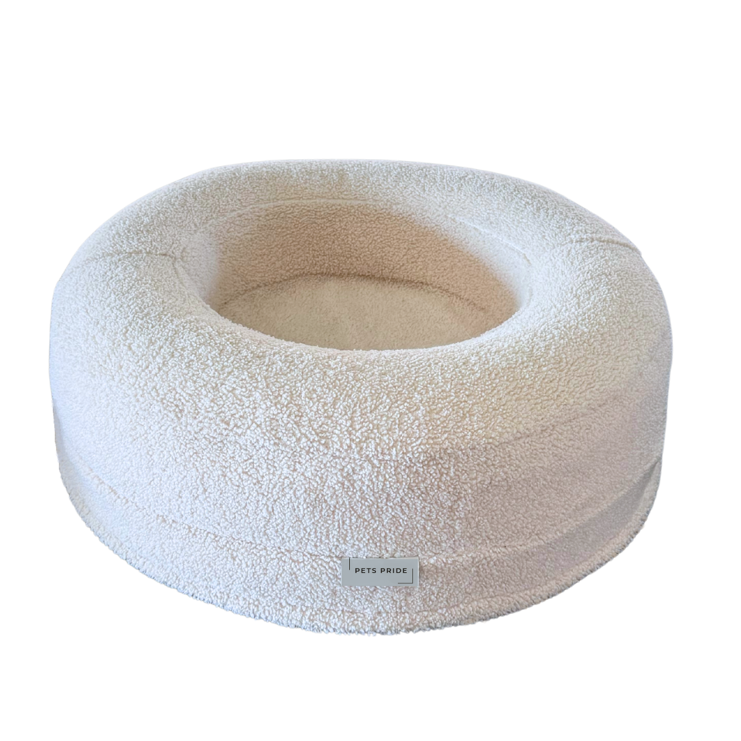 Bouclé Teddy Cat Bed - Milky